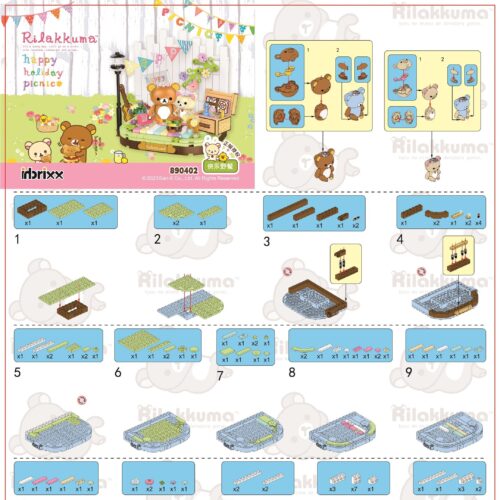 Rilakkuma: Chuyến Dã Ngoại Vui Vẻ inbrixx 890402 hướng dẫn lắp ghép inbrixx 890402 Mô hình Rilakkuma picnic