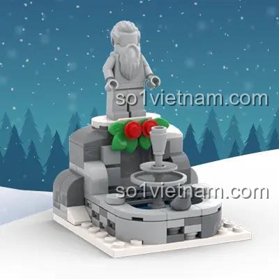 Mô hình đài phun nước Làng Mùa Đông LEGO® từ sách hướng dẫn mô hình Independently published ISBN9781091708532, chi tiết tinh xảo, phù hợp bé 8 tuổi, giá hời.