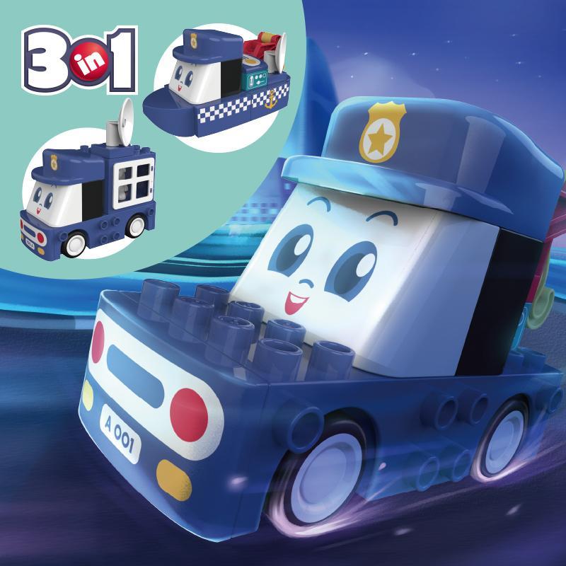 Bộ lắp ghép Xe Cảnh Sát Biến Hình JAKI BT0002-1 3in1, đồ chơi giáo dục cho bé trai 2 tuổi, giá tốt.