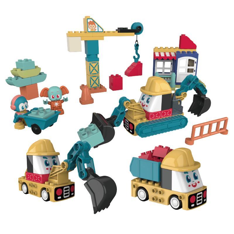 Bộ lắp ghép JAKI BT0003-3 Đội Xe Công Trường: Công Trường Lắp Ghép 65 mảnh cho bé trai 1 tuổi, đồ chơi xây dựng giá tốt.