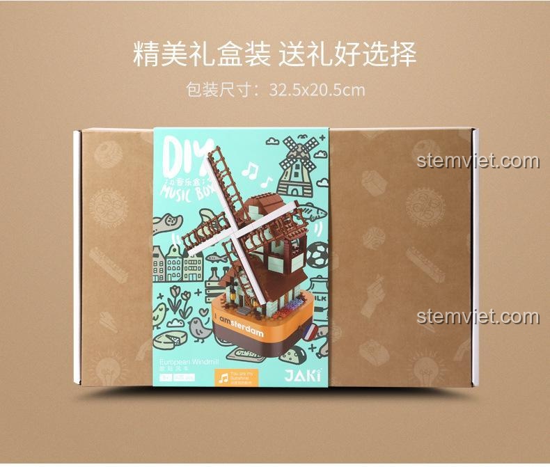 Hộp sản phẩm bộ đồ chơi Hộp nhạc cối xay gió Amsterdam JAKI JK1203, chất lượng đảm bảo, quà tặng đáng tiền cho bé 8 tuổi.