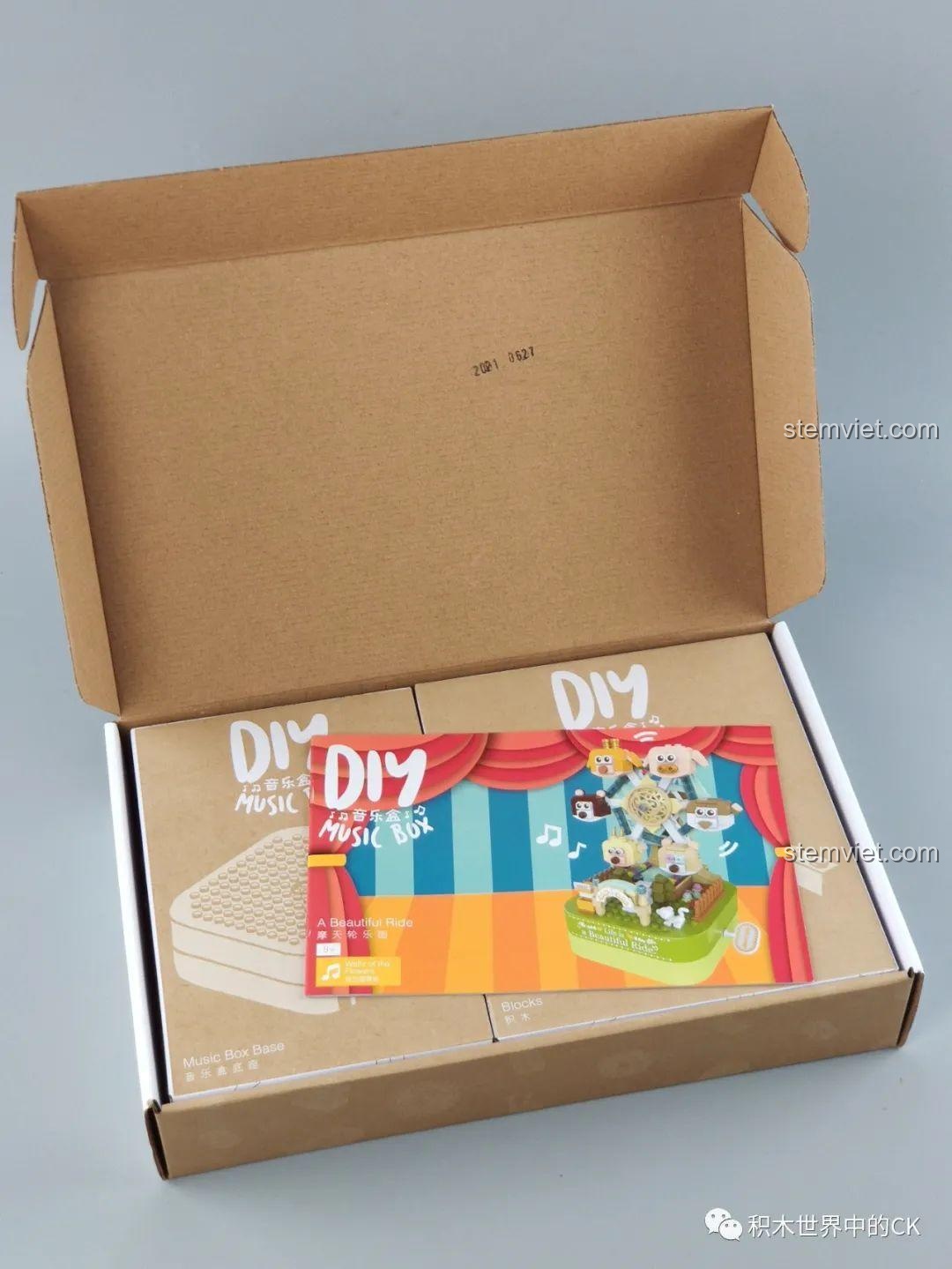 đồ chơi lắp ghép JAKI 1601, bộ đồ chơi Mô hình Vòng quay thú cưng, Hộp nhạc Vòng quay thú cưng JAKI JK1601, hộp sản phẩm