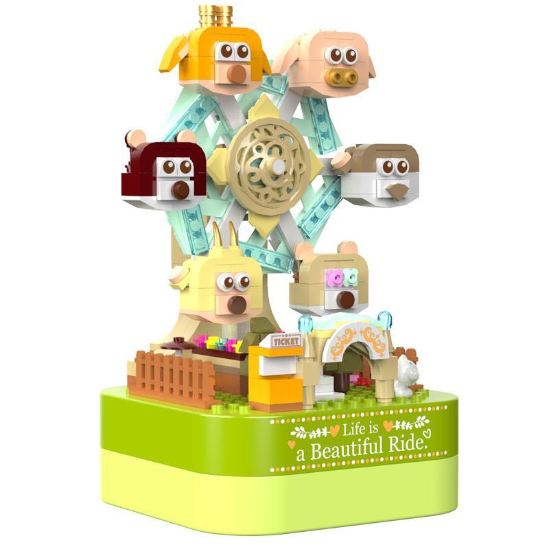 bộ đồ chơi Hộp nhạc Vòng quay thú cưng JAKI JK1601, đồ chơi lắp ráp JAKI JK1601, Hộp nhạc Vòng quay thú cưng cho bé gái 6 tuổi, giá tốt