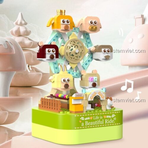 Mô hình Vòng quay thú cưng 1601, bộ xếp hình Đồ chơi hộp nhạc Ferris Wheel, Hộp nhạc Vòng quay thú cưng JAKI JK1601, chất lượng cao