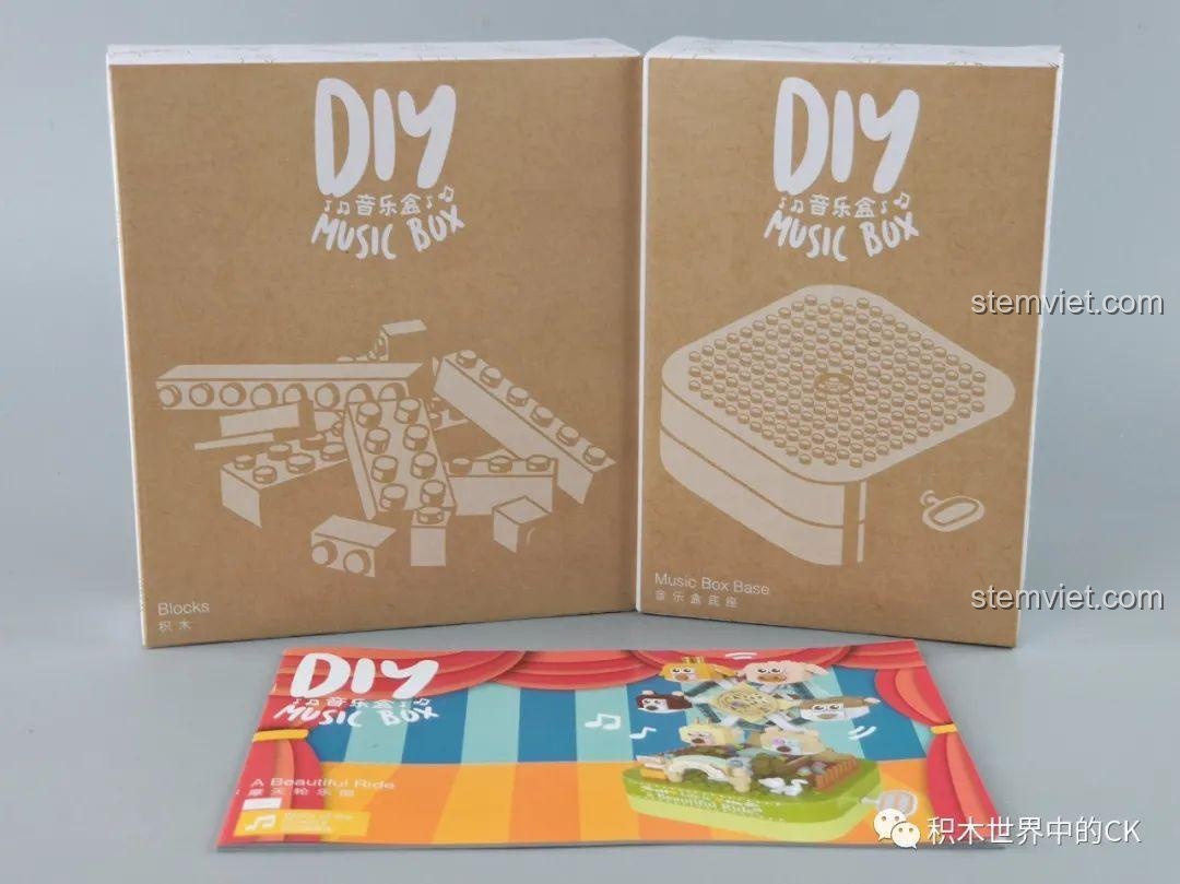 đồ chơi lắp ráp JAKI Hộp nhạc Vòng quay thú cưng, Vòng quay công viên thú cưng 1601, Hộp nhạc Vòng quay thú cưng JAKI JK1601, mở hộp