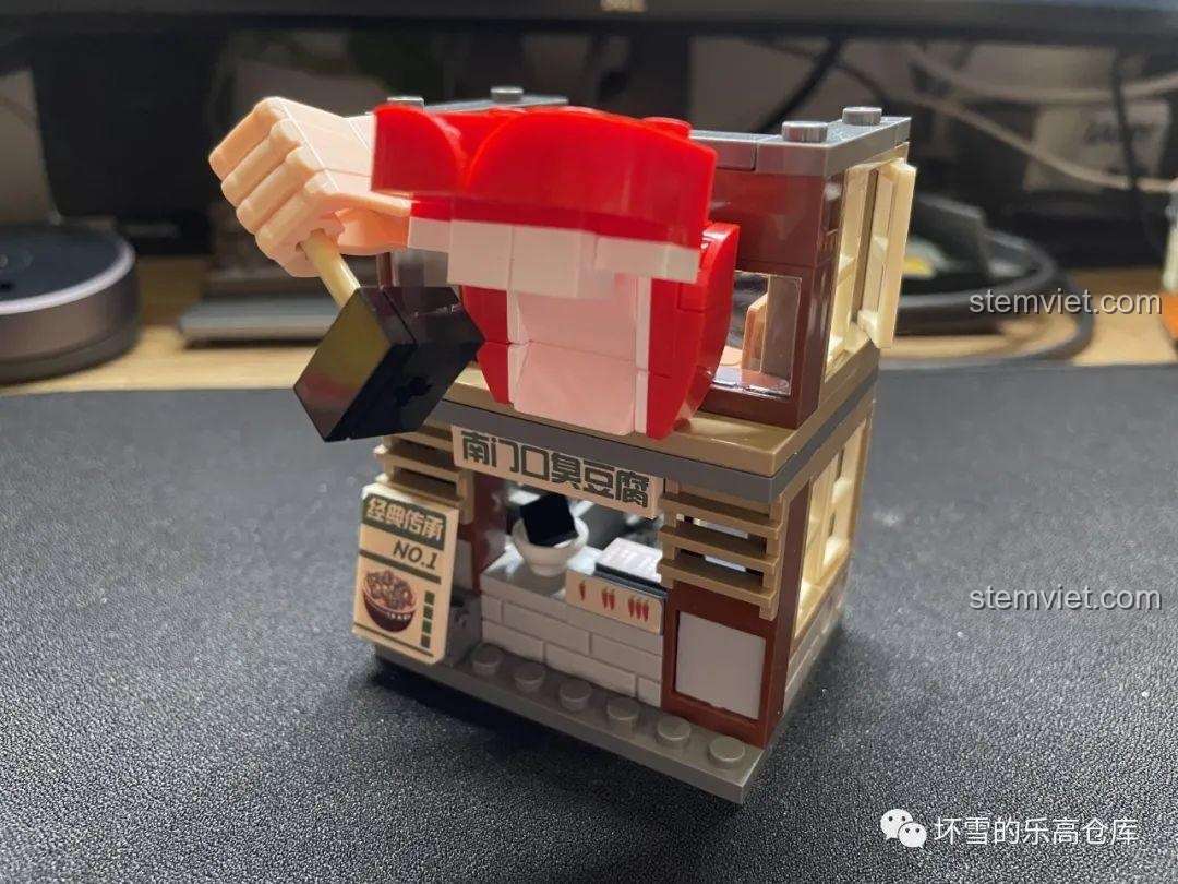 Mô hình cửa hàng đậu phụ thối JAKI JK2137 Phố cổ Trường Sa, set đồ chơi xây dựng, quà tặng độc đáo.