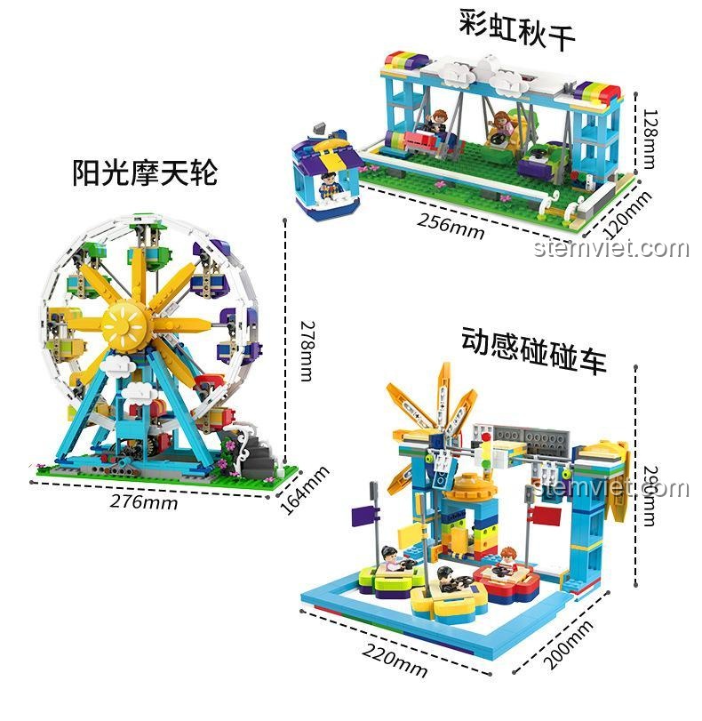 6 minifigures đi kèm bộ đồ chơi Công viên giải trí JAKI JK2180, bao gồm du khách, nhân viên và chó con, tăng cường khả năng nhập vai cho bé