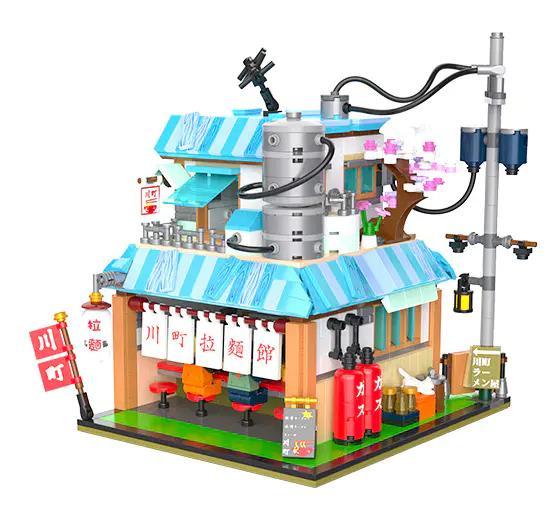 Bộ đồ chơi lắp ráp Nhà hàng Ramen Kawamachi JK2361 của JAKI, mô hình kiến trúc Nhật Bản chi tiết cho bé 6 tuổi