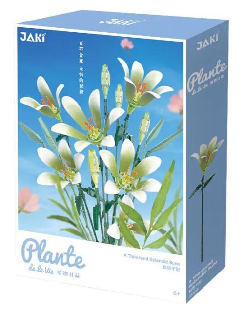 Hộp sản phẩm bộ lắp ghép Bó hoa ly ngàn nắng JAKI JK2695, món quà ý nghĩa cho bé gái 8 tuổi.