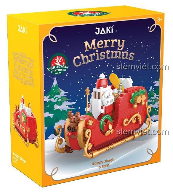 Hộp bộ lắp ghép JAKI JK5161 Xe Trượt Tuyết Vui Vẻ chủ đề Giáng Sinh