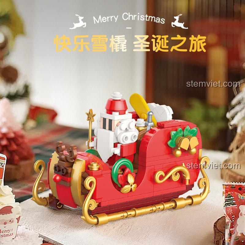 Bộ lắp ghép JAKI JK5161 Xe Trượt Tuyết Vui Vẻ chủ đề Giáng Sinh