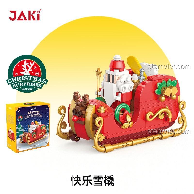 Bộ lắp ghép JAKI JK5161 Xe Trượt Tuyết Vui Vẻ chủ đề Giáng Sinh