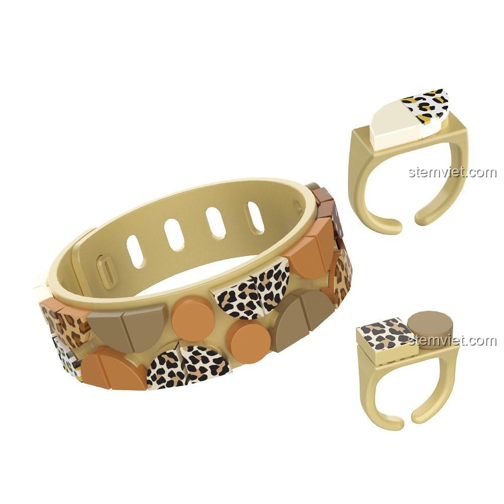 Đồ chơi mô hình JAKI JK5201-4 Vòng Tay Thời Trang phong cách báo đốm kèm nhẫn, set đồ chơi sáng tạo cho bé gái 8 tuổi, giá tiết kiệm