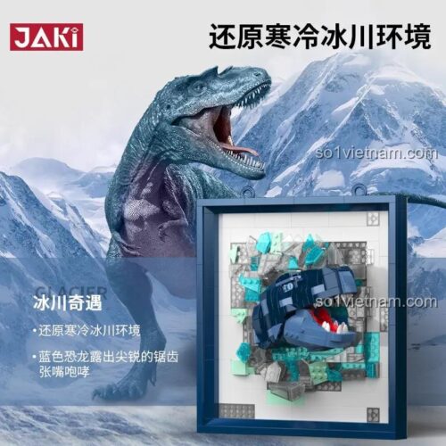 Bộ lắp ghép khủng long T-Rex JAKI JK5302 tái hiện môi trường băng giá