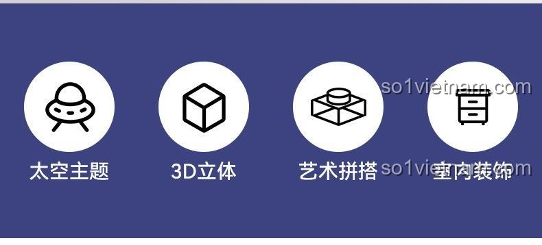 Các biểu tượng mô tả Tranh 3D JAKI JK5306 Viễn Chinh Tinh Cầu: chủ đề không gian, 3D立体, nghệ thuật lắp ghép, trang trí nội thất