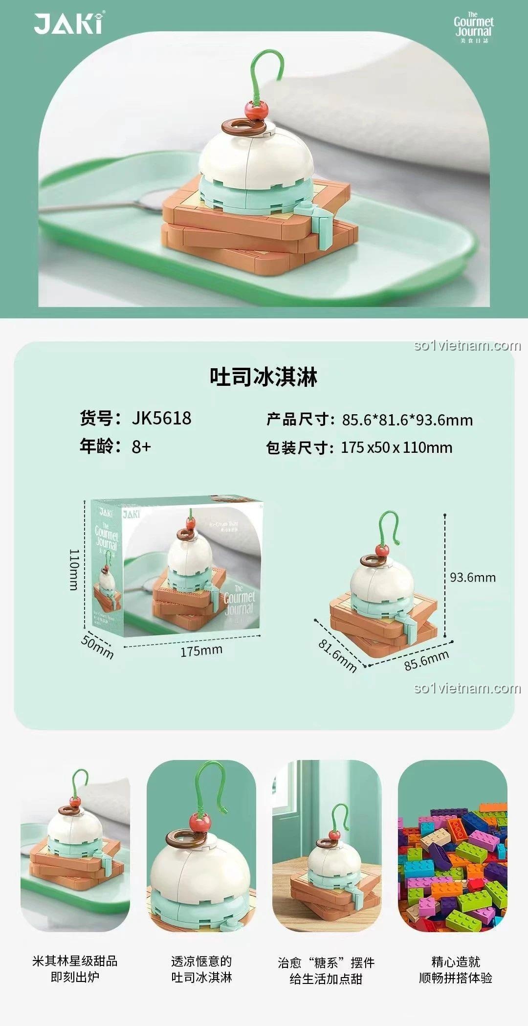 Kích thước mô hình Bánh mì nướng kem JAKI JK5618