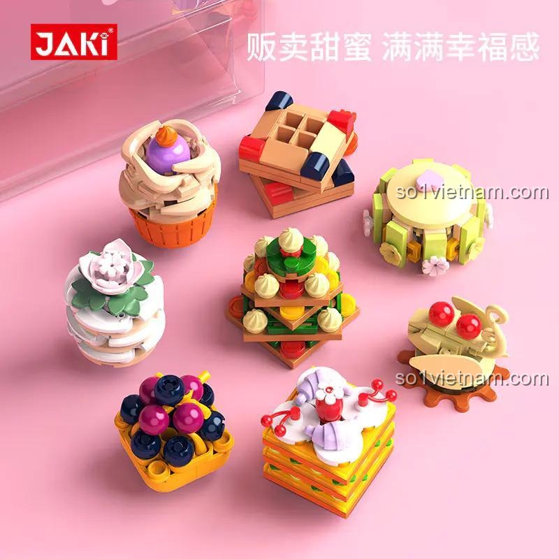 Mô hình bánh ngọt đẹp mắt từ bộ đồ chơi JAKI JK5630, bộ lắp ghép bánh ngọt, đồ chơi làm bánh, mô hình đồ ăn dễ thương, bộ sưu tập bánh ngọt, 12 mẫu bánh ngọt