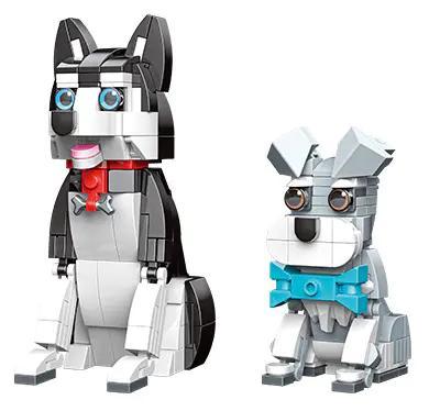 Bộ lắp ghép Chó Schnauzer và đồ chơi lắp ráp Chó Husky JAKI JK8130, mô hình chó cưng đáng yêu cho bé trai và bé gái 8 tuổi, giá tốt.