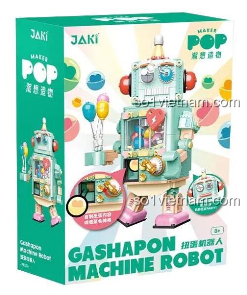 Hộp sản phẩm Robot Máy Bán Hàng Tự Động JAKI JK8218, đồ chơi lắp ráp giáo dục cho bé trai 8 tuổi, chất lượng cao, giá tốt