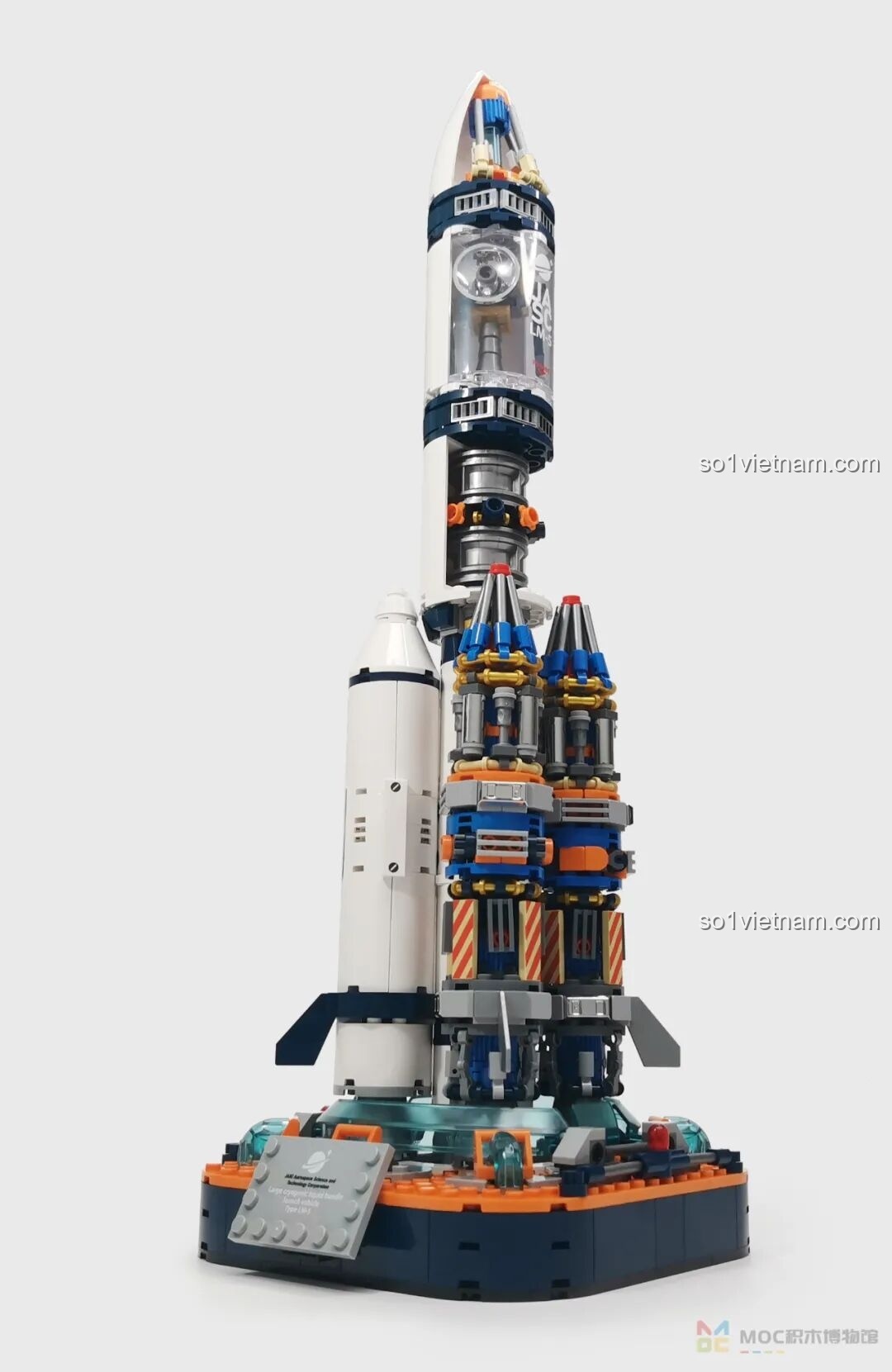 Góc nhìn khác của mô hình Tên lửa Bình Minh số 5 JK8501, làm nổi bật thiết kế bán trong suốt và các chi tiết bên trong.