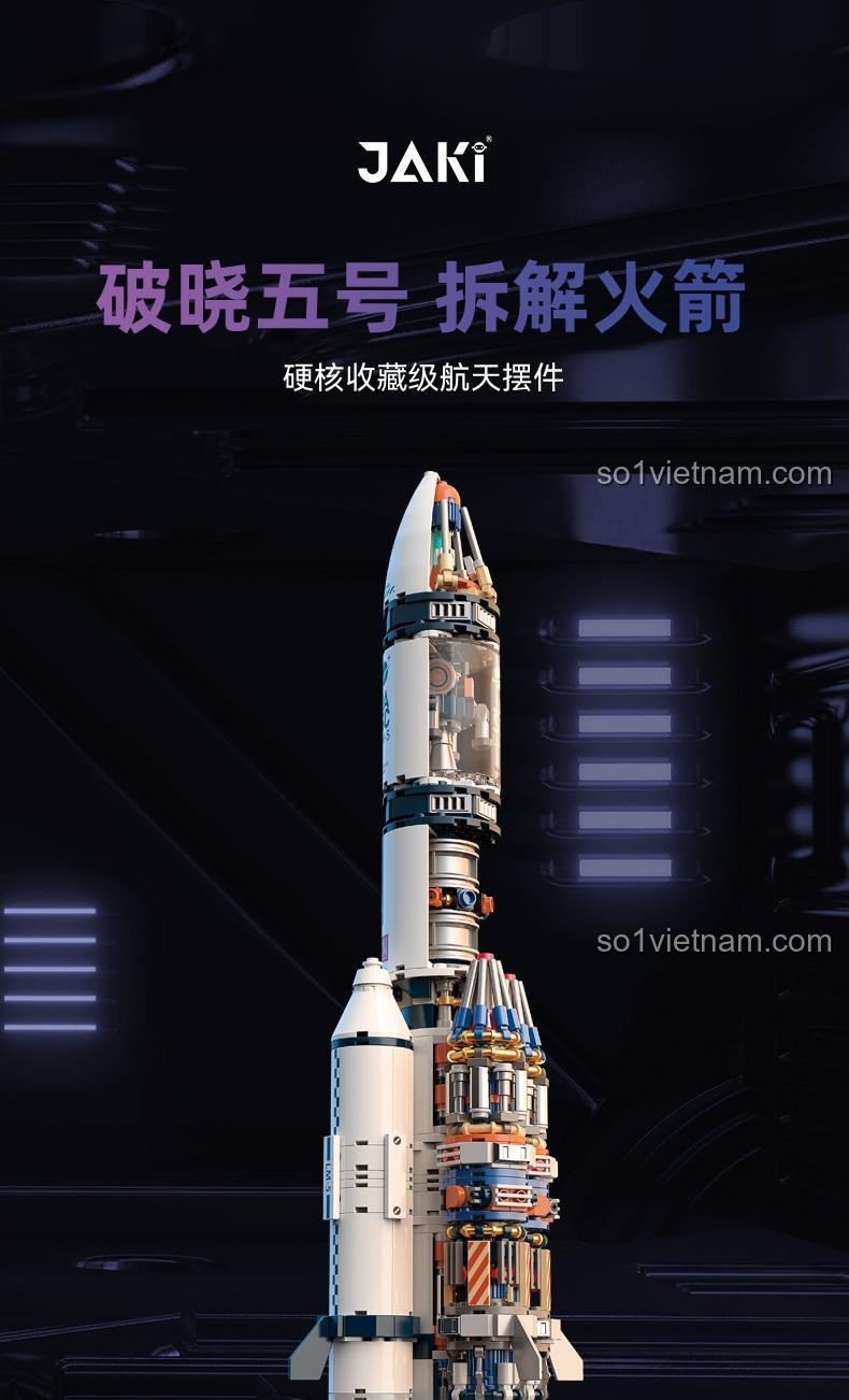 JAKI JK8501 Tên lửa không gian với thiết kế bán trong suốt, đồ chơi giáo dục Tên lửa Bình Minh số 5