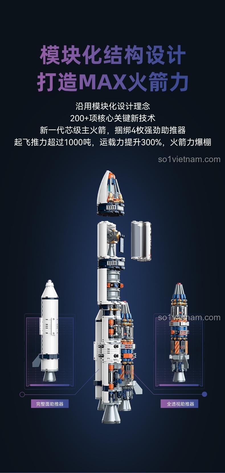 Đồ chơi lắp ghép JK8501 với thiết kế cấu trúc module, Tên lửa Bình Minh số 5 8501 cho bé trai 8 tuổi