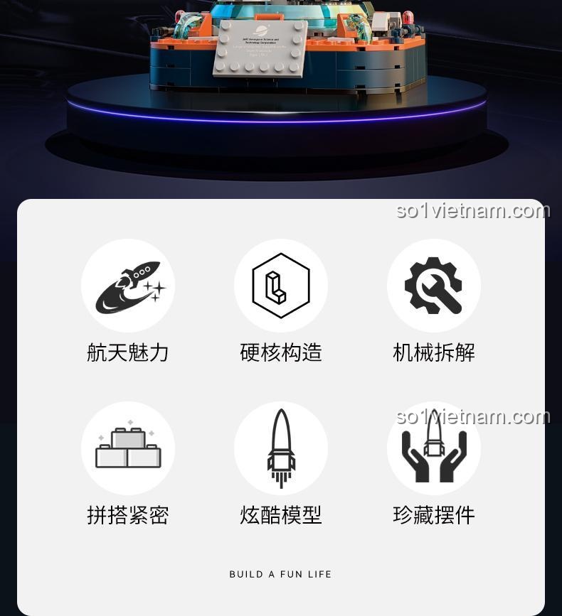 Mô hình tên lửa JAKI JK8501 với các tính năng nổi bật: sức hút hàng không, cấu trúc cứng cáp, tháo lắp cơ khí, lắp ráp chặt chẽ, mô hình đẹp mắt, vật phẩm sưu tầm