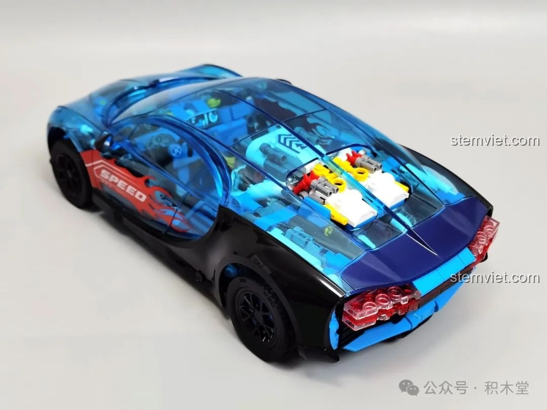 Ảnh 31 của bộ lắp ráp JAKI JK8808 Siêu Xe Khái Niệm Phantom, thành phẩm góc nghiêng. Đây là một bộ đồ chơi Mô hình siêu xe JK 8808 đáng tiền.