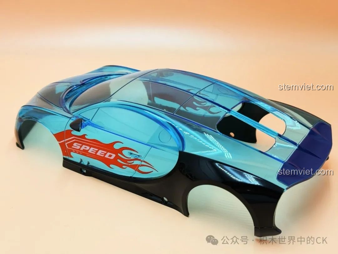 Góc nhìn phía sau của vỏ trong suốt bộ xếp hình JK 8808, thể hiện đường nét thiết kế mượt mà và hiện đại.