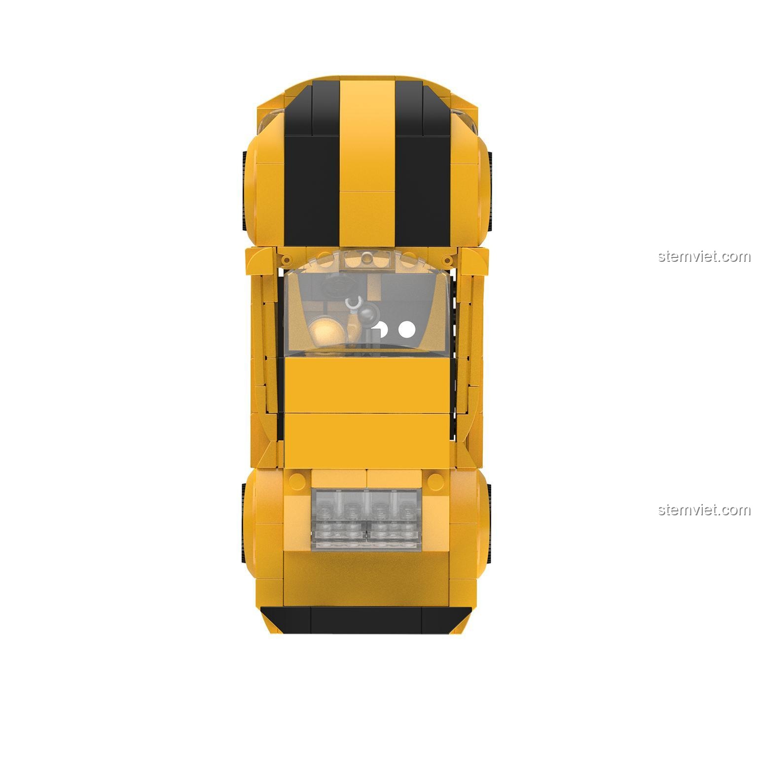 Mô hình JAKI JK9026 Xe Chevrolet Camaro Vàng nhìn từ trên xuống, có sọc đen đặc trưng