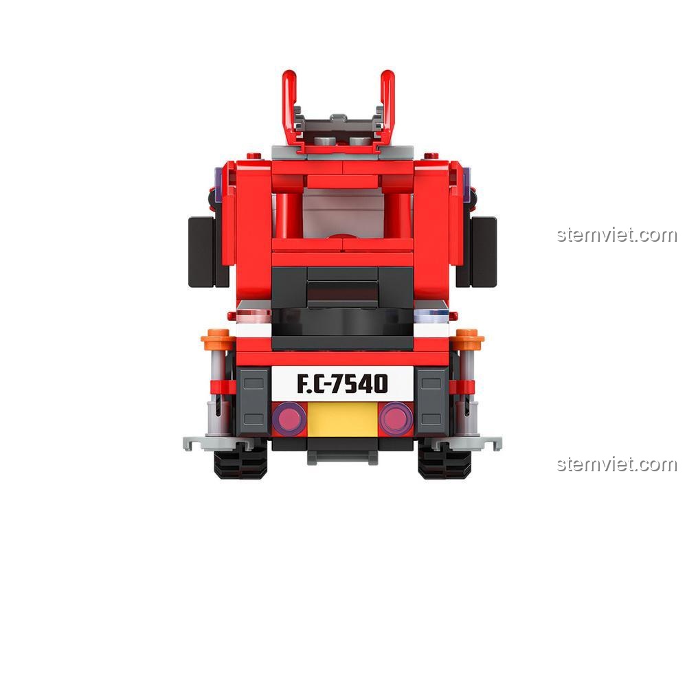 Đồ chơi mô hình Xe cứu hỏa thang mây JAKI JK9221, bộ xếp hình xe chữa cháy, rèn luyện sự khéo léo cho bé trai 8 tuổi