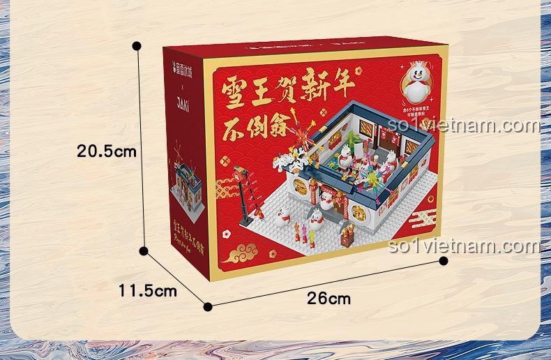 Kích thước bộ đồ chơi lắp ráp mô hình Tuyết Vương đón Tết JAKI XWZB-22026