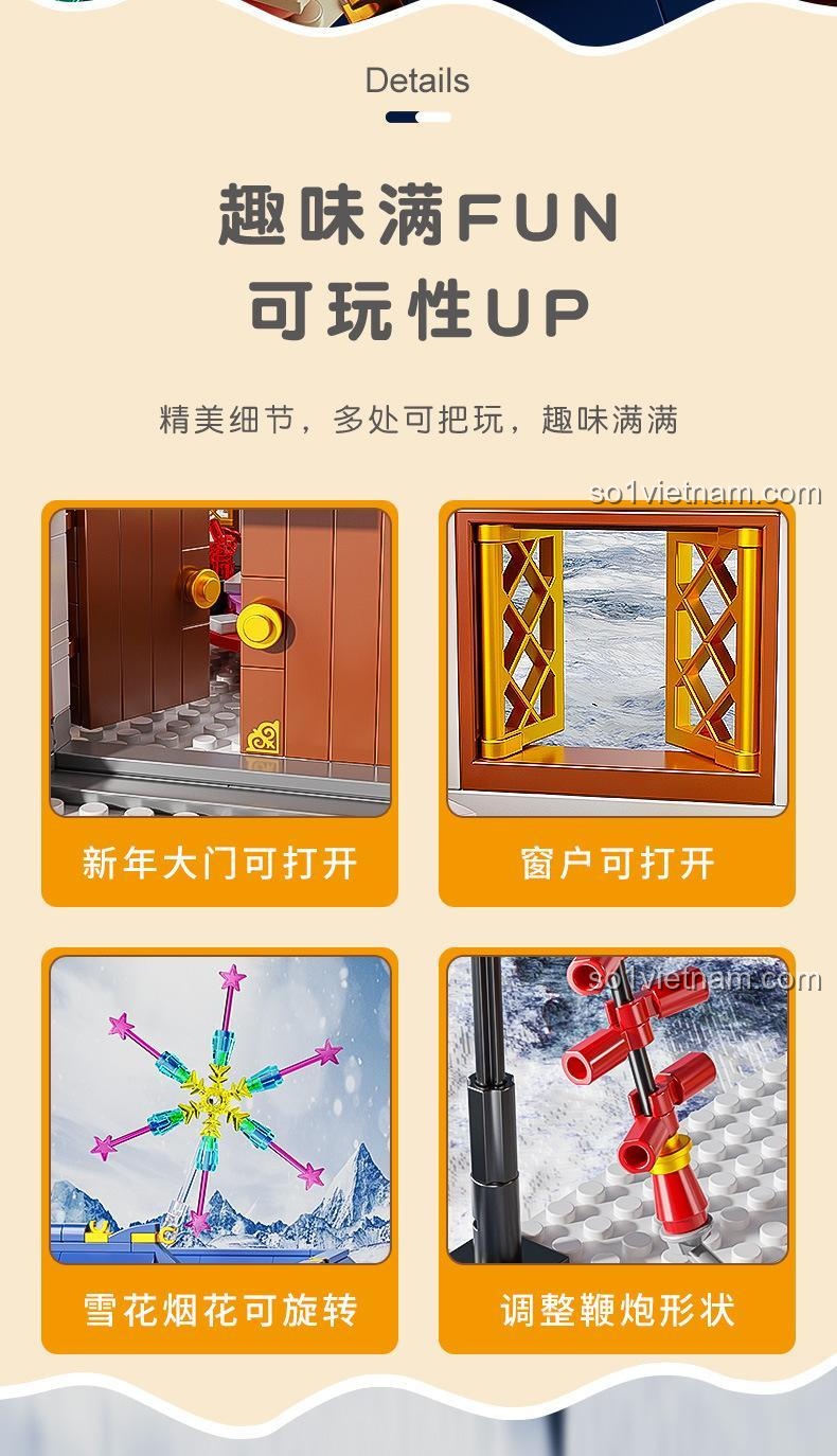 Tuyết Vương chơi Tết trong bộ đồ chơi lắp ráp JAKI XWZB-22026