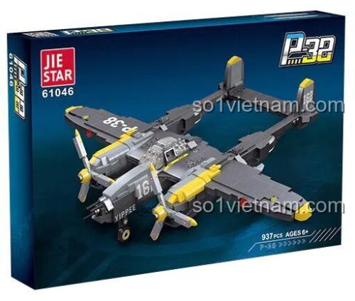Hộp bộ đồ chơi lắp ráp Máy bay chiến đấu P-38 Lightning JIESTAR 61046 - Đồ chơi mô hình máy bay quân sự cho bé trai