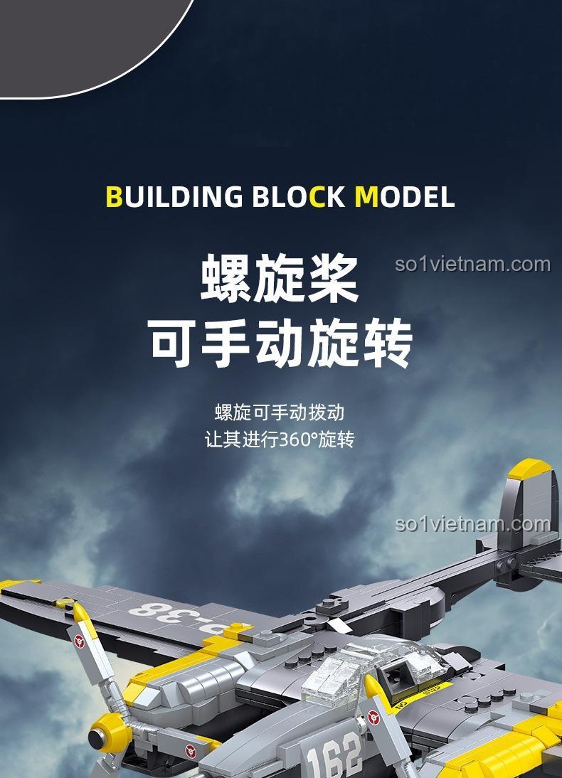 Cánh quạt Máy bay chiến đấu P-38 Lightning JIESTAR 61046 - Đồ chơi mô hình máy bay quân sự