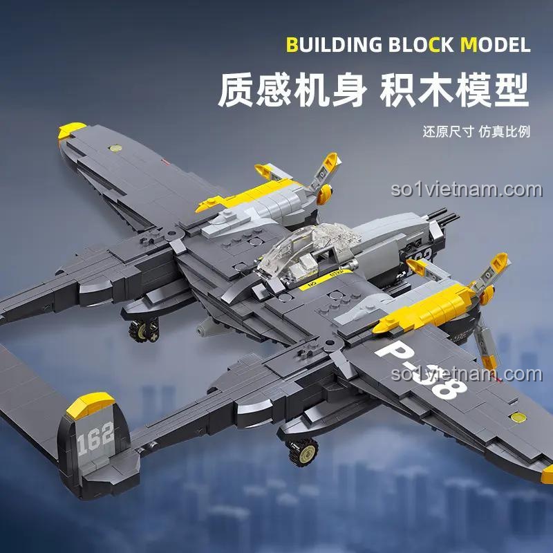 Máy bay chiến đấu P-38 Lightning JIESTAR 61046 chất liệu ABS - Đồ chơi mô hình máy bay quân sự