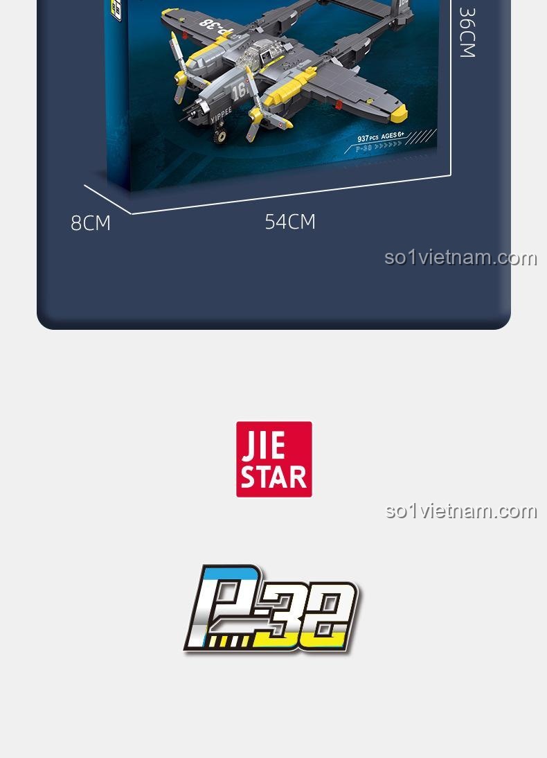 Chất lượng cao Máy bay chiến đấu P-38 Lightning JIESTAR 61046 - Đồ chơi mô hình máy bay quân sự