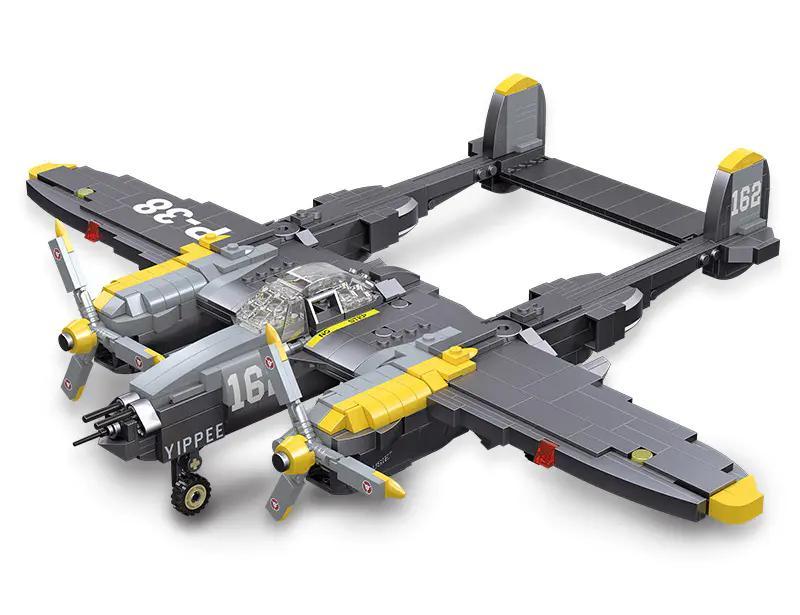 Máy bay chiến đấu P-38 Lightning JIESTAR 61046 - Bộ đồ chơi lắp ráp máy bay quân sự cho bé trai 6 tuổi
