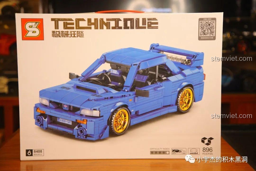 Hộp đồ chơi mô hình Jia Zhi 8408 Xe Subaru Impreza 22B STi Version, bộ lắp ráp 896 mảnh ghép, cho bé trai 6 tuổi