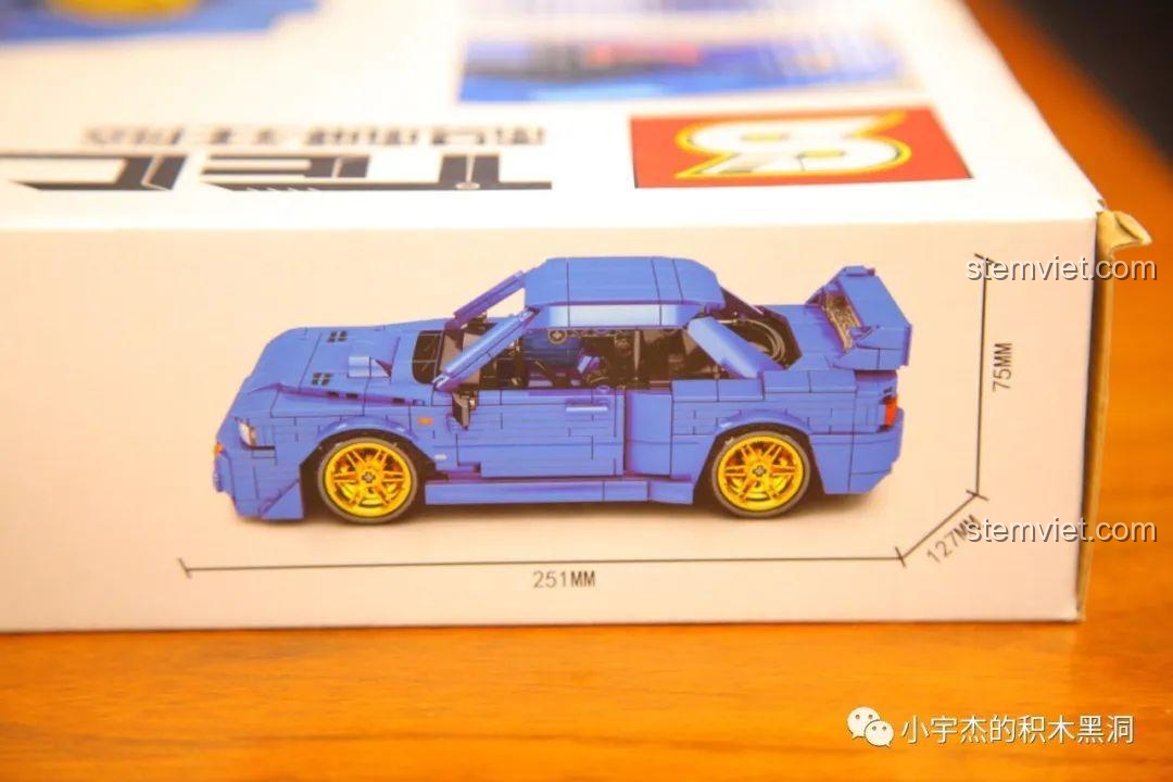 Kích thước mô hình xe Subaru 22B STi Jia Zhi 8408, bộ lắp ráp 896 mảnh ghép, đồ chơi mô hình cho bé trai 6 tuổi