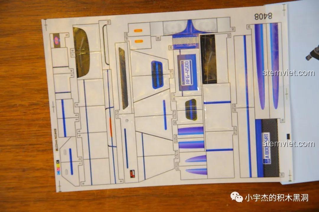 Tấm dán chi tiết bộ lắp ráp Jia Zhi 8408 Xe Subaru Impreza 22B STi Version, đồ chơi mô hình xe đua cho bé trai 6 tuổi