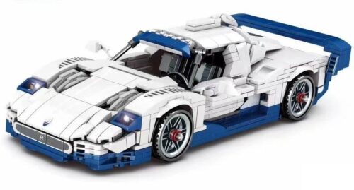 Bộ lắp ráp Maserati MC12 Jia Zhi 8410 màu trắng xanh, mô hình siêu xe Maserati chi tiết cao, đồ chơi mô hình cho bé trai 6 tuổi, giá tốt.