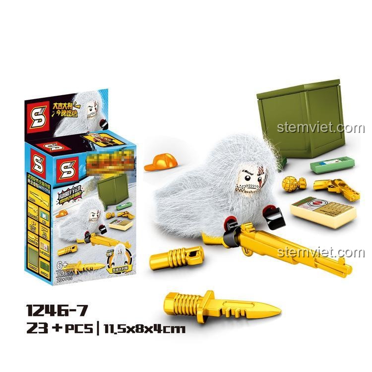 Minifigure Yeti Ghillie Suit độc đáo trong bộ sưu tập Minifigure PUBG Jiazhi 1246-7. Đồ chơi lắp ráp sáng tạo cho bé.