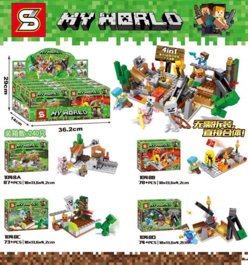Bộ lắp ghép Minecraft 1048 SY JIAZHI 4in1, đồ chơi lắp ráp Thế giới Minecraft 4 cảnh nhỏ nhân vật, phù hợp bé trai 6 tuổi, giá tốt