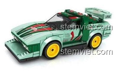 Mô hình xe đua Lancia Stratos HF SY 5058 đã lắp ráp, đồ chơi mô hình xe đua màu xanh lá, đỏ, trắng chi tiết cao cho bé trai 6 tuổi.
