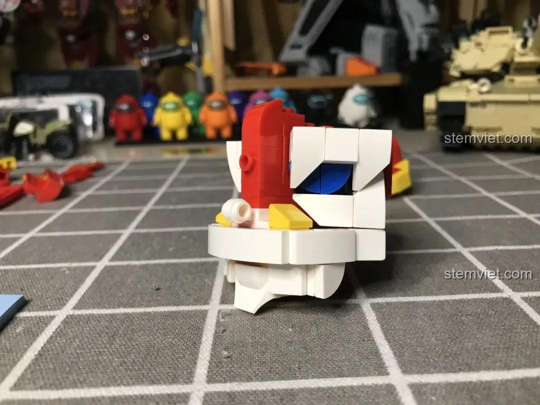 Quá trình lắp ráp đầu sư tử bộ lắp ráp Robot Vũ Sư, đồ chơi xếp hình Mech Vũ Sư, rèn luyện tư duy logic.