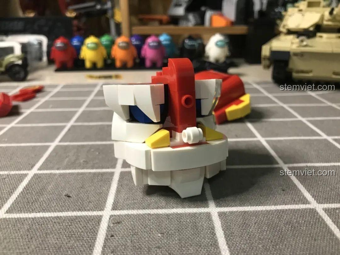 Tiếp tục lắp ráp đầu sư tử JIAZHI Robot Múa Lân, SY Block Mech Múa Lân, chi tiết sắc nét.