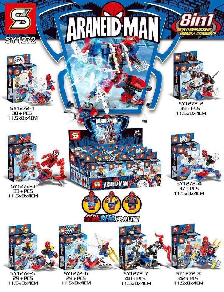 Bộ đồ chơi Người Nhện JIAZHI SY1272-1 8 kiểu lắp ráp độc đáo, phù hợp bé trai 6 tuổi, giá tốt