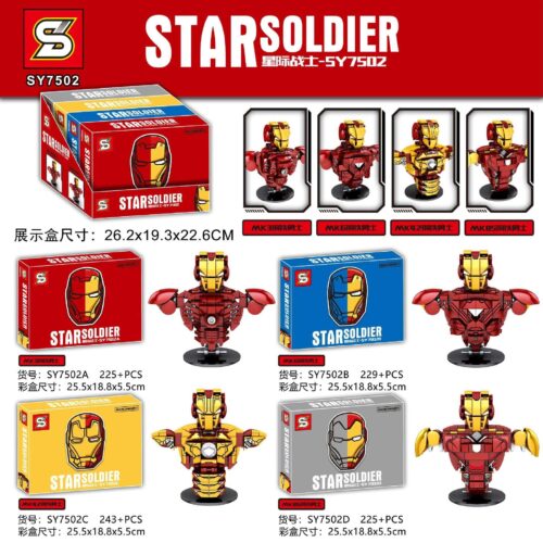Bộ lắp ghép Mô hình Bán thân Người Sắt SY7502 JiaZhi SY, đồ chơi mô hình Iron Man MK42 cho bé trai 6 tuổi, chất lượng cao, giá tốt.