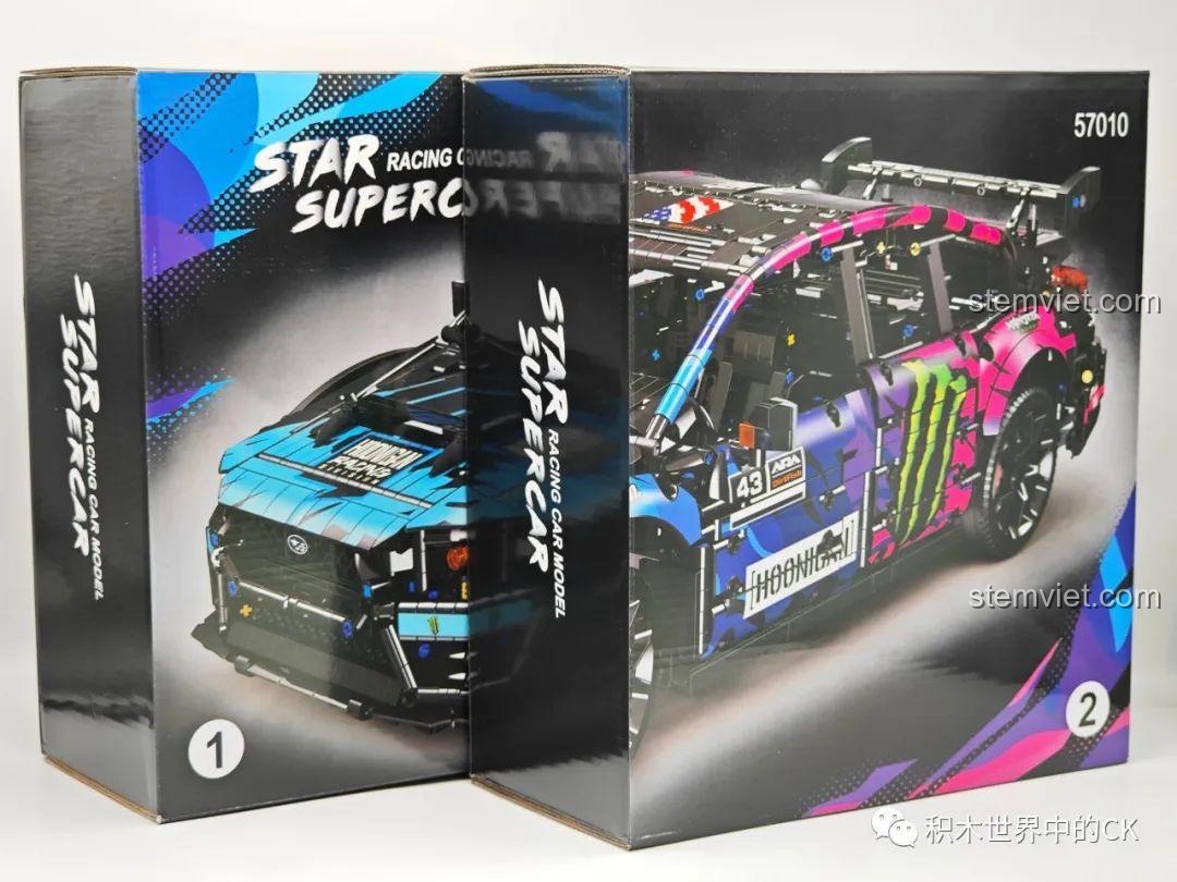 Hộp đồ chơi lắp ráp Jie Star 57010 Subaru WRX STI với 2978 chi tiết, mô hình xe đua chất lượng cao cho con trai.